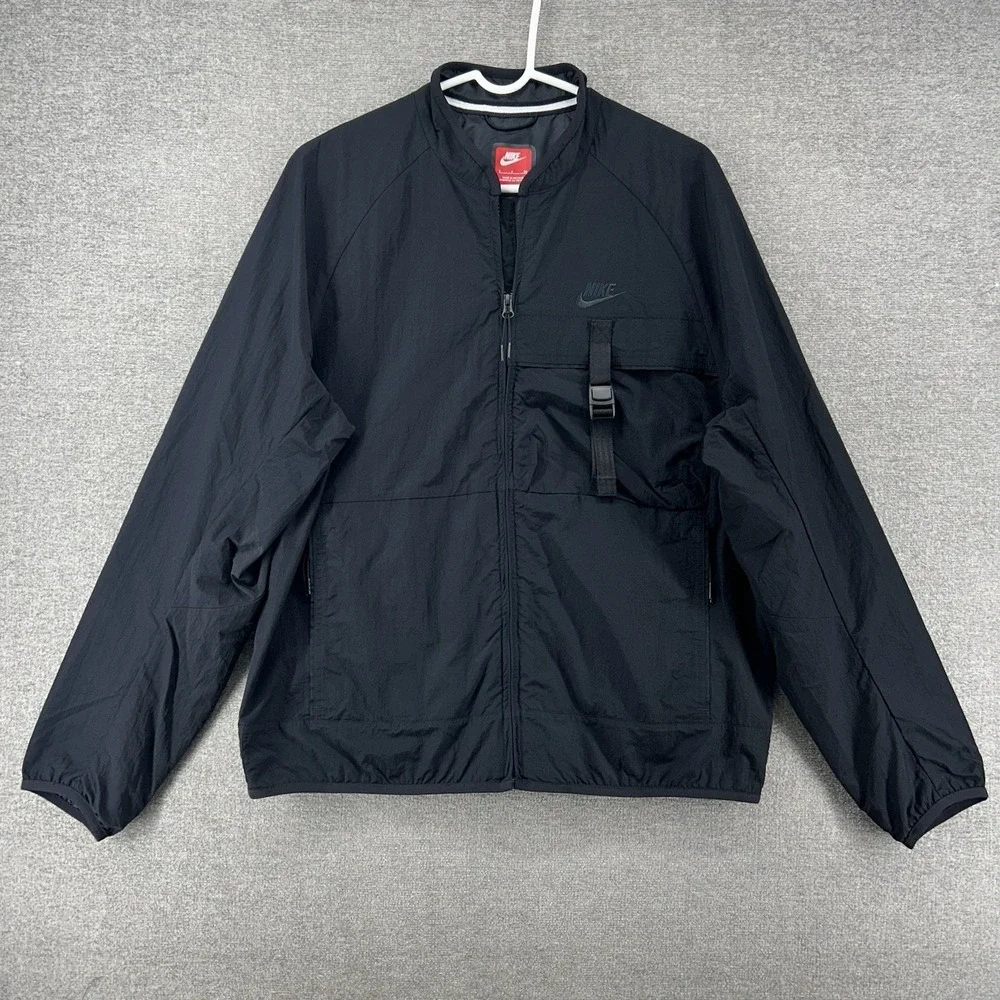 Nike Tech Jacket Windbreaker Men Size Small Black Full Zip Activewear